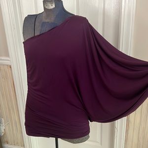 Pretty plum colored, lined, one shoulder top